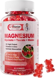 Magnézium Glycinate Gumies,Magnezium Draslík Supplement with Taurate, Malate, Vitamíny D, C, B6, Calcium, Body Support, Malinová Magnézium Gumies pre dospelých a deti