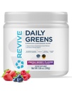 REVIVE MD Daily Green Powder Superfood (Fresh Berry) - Supergreeny Powder na podporu energetickej hladiny - Zelená šťava, ktorá zlepšuje príjem vlákien - Rastlinné podporuje zažívanie a zdravie Gut