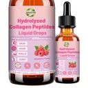 Multi Collagen Peptides Liquid Drop Organic Hydrolyzed Collagen Complex w. Biotin, Vitamin C & Hyaluronic Acid, Liquid Collagen Types I, II, III, IV, V for Hair, Skin, Nails & Bone Health