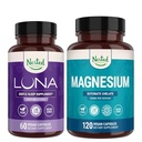 Luna Sleep Aid & Magnézium Glycinate Chelát pre spánok, relaxáciu a zotavenie (180 kapsúl)