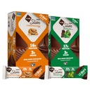 NuGo Slim Vegan Rozmanitosť - Chrumkavé arašidové maslo 12 tyčiniek & Čokoládová mincovňa 12 tyčiniek, Nízka čistá karba, Keto Friendly, 16-17g Plant Based Protein, Gluten Free, 24 počet