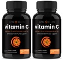 NutraChamps (2 balenia) Vitamín C 1000 mg s bazami, Citrus Bioflavonoidy & Rose HIPS - 120 Kapsule Vegan, Non-GMO Antioxidant Supplement for Immune Health & Colagen Production 500mg prášok Tabletky