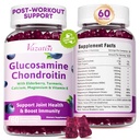 2 balenie Glukozamín Chondroitín Gummies - Glukozamín Chondroitín s MSM, bazy, kurkuma, Spoločná podpora doplnok pre dospelých, Muži a ženy - čučoriedková príchuť, 120 Cts