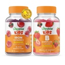 Životaschopné železo a vitamín C deti + B komplexné deti, Gummies Bundle - veľké ochutnávky, vitamínové doplnky, bez lepidla, bez GMO, žuvacie Gummy