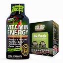 Vitamín Energy Cvičenie+ Extra sila Energia Shot Kyslé jablko 24 Balenie, 260mg Prírodný kofeín, Pre-Workout, B-vitamíny, Minerály, Vytrvalosť a výkon, Zero Cukor, Gluten-Free, Vegan, 1,93 fl oz
