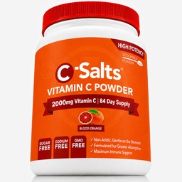 C-Salts vitamín C prášok doplnok - 100% čistá vysoká dávka pufrovaný vitamín C prášok na imunitnú podporu - organické, bez cukru, vegán, non-GMO, Žalúdok-Priateľne, krv oranžová 8oz