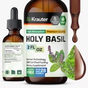 BIO KRAUTER Svätá bazalka Tinktúra - Tulsi prášok Tekutý extrakt - podporuje pokoj a relaxáciu - Urzolická kyselina Supplement - alkohol a cukor bez - Vegan kvapky 2 Fl.Oz.
