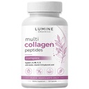 Lumine Organics Collagen Peptides – Multi Collagen Complex Types I, II, III, V & X with Vitamin C & Hyaluronic Acid – Hydrolyzed Collagen - 120 Capsules