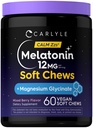 Carlyle Melatonin 12mg | 60 Soft Chews | with Magnesium Glycinate | Mixed Berry Flavor | Vegan, Non-GMO & Gluten Free Supplement