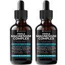 Triple Magnesium Complex Liquid Drops - Magnesium Glycinate Supplement, L-Threonate, Taurate - Ashwagandha, L-Theanine, 5-HTP, Vitamins B6, B12, Bromelain, Inositol for Mineral Balance-2 Pack
