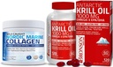 Bronson Marine Collagen Peptidy Hydrolyzovaný proteín Prášok + Antarktída Krill Oil 1000 mg s Omega-3s EPA DHA