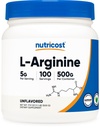 Nutricost L-arginín Powder 500 Grams (1,1lbs) - Pure L-arginín Powder - 5000mg per Serving; 100 Servings