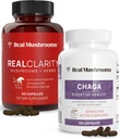 Real Huby RealClaire (60ct) a Chaga (120ct) Kapsule Bundle - Huba Supplement for Mental Clarity, Focus, Digestive Health & Immune Support - Vegan, Non-GMO, Overené hladiny Beta-Glucans