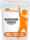 BulkSupplements.com Magnesium Taurate Powder - Magnesium and Mineral Supplement, Heart and Nerve Health Support - Gluten Free, 150mg of Magnesium per Serving, 100g (3.5 oz) (Pack of 1)