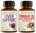 Liver Cleanse Detox & Repair Milk Thistle Supplement & Tongkat Ali for Men with Horny Goat Weed, Maca Root Powder, Tribulus Terrestris, and Saw Palmetto Extract