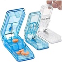 Pill Cutter - (Pack of 3) - V- Grip Pill Crusher and Cutter for Vitamins, Big & Small Pills, and Medication - Transparent Pill Splitter with Pill Holder Case to Split