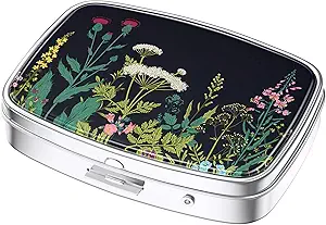 Nipichsha Pill Box, malé pilulky Prípad pre Purse & Pocket, roztomilé cestovné lieky Organizátor, Prenosná medicína Kontajner držiak držať vitamíny, lieky, Rybí olej a doplnok, šedá čierna zlato