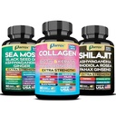 Collagen & Sea Moss Shilajit Capsules Bundle – 30-Day Supply – Collagen Peptides I, II, III, V, X + Biotin, Hyaluronic Acid – Sea Moss, Shilajit, Ashwagandha, Rhodiola, Ginseng
