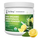 Dr. Berg USDA Certified Organic Green Powder Superfood (60 porcií) - Vyrobené s surovou pšeničnou trávou, chlorofylom, stopovými minerálmi a prírodnými enzýmami - Non-GMO Green Superfood Powder - Citrónová príchuť