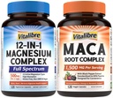 Vitalibre 12 in 1 Magnesium Complex 500mg and Maca Root Capsules Bundle Chelated Magnesium and 1,500mg Maca Root Vegan Non-GMO 120 Capsules Each