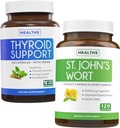 Bundle of St. John's Wort & Ttyroid Support - Mood Boost & Balance Bundle - St. John's Wort (non-GMO) s výkonným 900mcg Hypericin extraktu a podpory štítnej žľazy s jódom pre zlepšenie energie