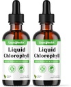 LIKVIDNÁ HEALTH Tekuté Chlorofylové kvapky - Interný dezodorant, Antioxidanty, Pečeň Detox, Immune Support, Relief Bad Breath, Reduce Appetite, Collagen for Hair & Skin Health - Vegan, Non-GMO (2 balenia)