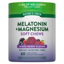Nature's Truth Melatonin with Magnesium Soft Chews | 60 Count | Mixed Berry Flavor | Vegan, Non-GMO & Gluten Free Supplement