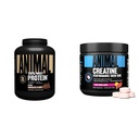 Animal Whey Protein Powder and Creatine Chews Tablets Bundle - Chocolate Flavored 4 lb Protein and Fruit Punch Flavored Creatine for Pre/Post Workout