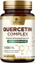 Quercetin Supplement 1000mg - Prírodná, rastlina-Na základe podpory imunitného, Cellular, respiračné a sezónne zmeny - Extra sila Quercetin Dihydrát zo Sophora Japonica - 120 Veggie Kapsule