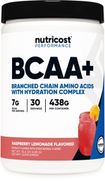 Nutricost BCAA + hydratačný prášok (Raspberry Lemonade) 30 Slúži - Aminokyseliny s rozvetveným reťazcom s hydratačným komplexom - bez lepku, bez GMO