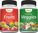 aSquared Nutrition Fruits and Veggies Supplement - 90 Veggie & 90 Ovocné kapsule - Superfood Zeleninové vitamíny Tabletky - Super Food Alternatíva prírody k prášku & Gummies