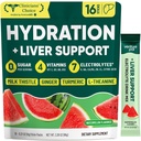 Venture Pal Hydration Packets + Liver Support- Liquid Daily IV Electrolyte Powder Packets with 7 Electrolytes & 5 Vitamins, Milk Thistle + L-Theanine | Sugar-Free | Keto Friendly | Vegan, 16 Sticks