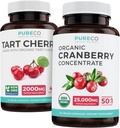 Bundle of Organic Cranberry Pills & Tart Cherry - Clean & Clear Bundle - Urinary Tract & Uric Acid Support - Organic Cranberry Pills - 50:1 koncentrát & Organic Tart Cherry Kapsule - 4:1 extrakt
