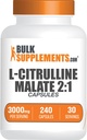 BulkSupplementments.com L-Citrulline Malate Kapsule - ako L-Citrulín malát 2:1, Nitric Oxide Supplement - Gluten Free, 8 Kapsule per Serving (3000mg), 240 Počet (Pack of 1)