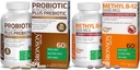 Bronson Probiotic 50 miliárd CFU + Prebiotikum s Apple Polyfenolmi a ananásom Fruit Extract + Metyl B12 5000 μg Vitamín B12 Metylkobalamín