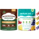 Venture Pal Mushroom Powder & Electrolyte Powder Bundle - 16-Mushroom Adaptogenic Powder Blend with Ashwagandha & Lion's Mane (90 Servings) + Sugar-Free Electrolyte Powder Variety Pack (16 Sticks)