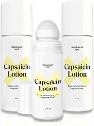 Capsaicin Lotion – Cream for Muscles & Joints – Deep Penetrating Roll On w/0.075% Capsaicin Cream – (3 oz) (3, Pack of 1)