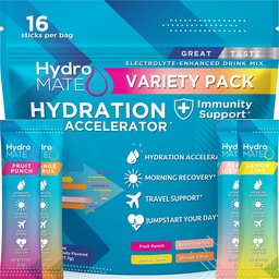 HydromATE Electrolyte prášok Balíček hydratačné balíčky s nízkym obsahom cukru 16