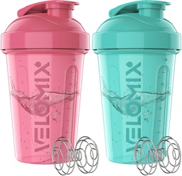 VELOMIX -2 balenie- 20 oz Protein Shaker Fľaše pre proteínové zmesi - 2x Whisk Whisk 