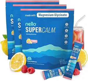 Nello Supercalm Drink Mix - Ashwagandha KSM 66, Magnézium Glycinate & L-theanine Supplement, Vitamín D3 - Ashwagandha Root Extract (3-Pack)