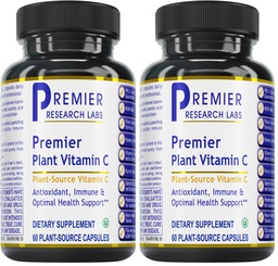 Premier Research Labs Vitamin C Supplement - Natural Vitamin C, Whole Food Vitamin C, Essential C Complex, Pure with Bioflavonoids & Organic Ingredients - 60 Vegetarian Capsules (Pack of 2)