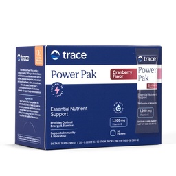 Trace Minerals Power Pak Multivitamínové a multiminerálne pakety - Elektrolytová podpora - 1200 mg vitamín C plus 70+ Trace Minerály - brusnicová príchuť - 30 paketov