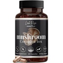 Mushroom Complex Supplement 10-in-1 - Lions Mane, Cordyceps, Reishi, Turkey Tail, Chaga & More - Brain, Focus, Energy & Immune Support - 60 Vegan Capsules - Non-GMO - Made in USA