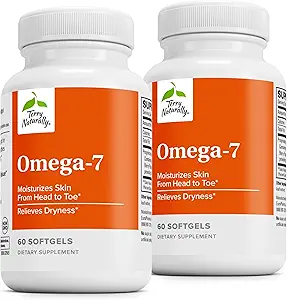 Terry prirodzene Omega-7 - Dietary Supplement with Essential Mastné kyseliny - Nutritional Supplement to Support Skin Health with Sea Buckthorn, Berry Pulp & Seed Oil - 60 Softgels (Pack of 2)