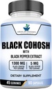 American Standard Supplements Black Cohosh 1300mg Per Serving with Black Pepper Fruit Extract - Vegan, Gluten Free, Non-GMO, 90 Kapsule, 45 Servings