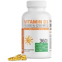 Bronson Vitamín D3 10 000 IU (250 μg) Vysoká potencie - podporuje zdravý imunitný systém, silné kosti, svalov a zubov - Non GMO, 360 Softgels