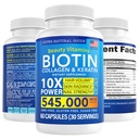 Biotín a kolagén Vitamíny + keratín s folátom - liečba vypadávania vlasov pre ženy a mužov - Folicle, kože a nechtov doplnky pre rast vlasov a podporu po pôrode - GMO bez a bez lepku (60 kapslí)