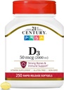 21. storočie D3 2000 IU Softgels, 250 gróf