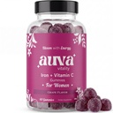 Iron Gummies for Women — Non-Constipating | Ferrous Fumarate 20mg + Vitamin C | Energy, Anemia & Iron Deficiency Support | Hair Health, Menstrual & Menopause | Grape Flavor, 60 Count
