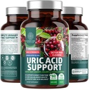 N1N Premium Uric Acid Suplement [14X Potent Herbs] Všetky prírodné obličky a kyseliny močovej Čistiť s tortou Cherry, Milk Thitle, Cranberry, zeler, Chanca Piedra, 60 Veg Caps